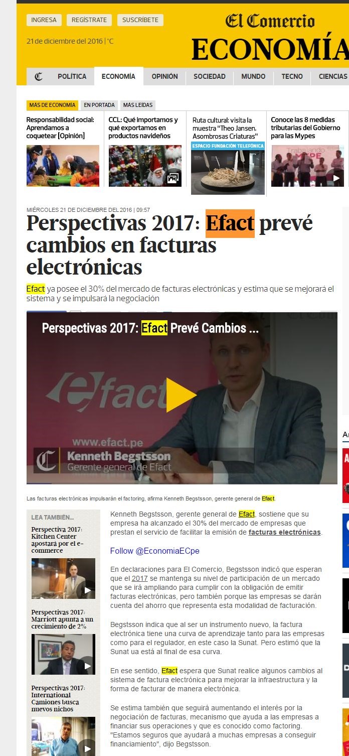 Perspectivas 2017: Efact prevé cambios en facturas electrónicas